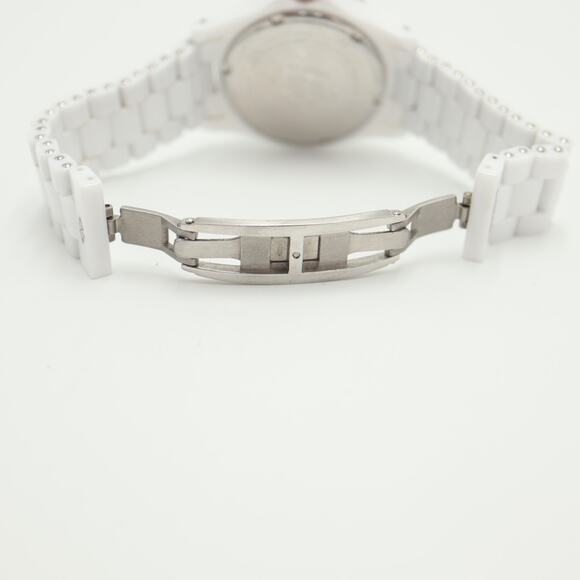 Oniss Paris White Ceramic MOP Day Date Watch 38mm Sapphire Crystal w New Battery - Picture 13 of 14